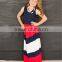 Wholesale mother and daughter's long dress for beach travel fashion red and navy