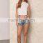 MGOO 2017 New Arrival Off White Jersey Crop Hoodies Custom 100% Cotton Plain Basic Sleeveless Running Tops