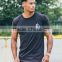 Black 94% Cotton 6% Spandex Gym T Shirt Slim Fit Mens Longline Curved Hem T Shirt Cusom Embroidered Fitness T Shirt Wholesale