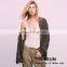 Ribbed sweater and open cardigan with front slip pockets and wide sleeves