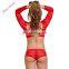 Red Lacy Caged Patchwork Bedtime Beauty Sexy Lingerie