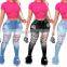Women Plus Size Clothing Ladies Bell Bottom Denim Jeans Pants Trousers Women High Waist Ripped Flare Jeans Denim