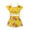 Girl Flowers print Clothes 3Colors Kids Girls Summer 2pcs Set Strap Tops Shorts Outfits 1-6T