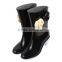 Factory selling woman high heel half rain boots with camellia decoration