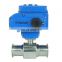DKV one way 220v DC sanitary stainless steel 304 316 SMS standard Actuator electric tri clamp sanitary ball valve