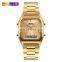 Bulk Wholesale Popular Skmei 1220 Stainless Steel Golden Wrist Watches Square Face Classic Digital Watch Men Women