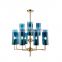 Cafe Bar Blue Glass Pendant Light Modern Amber Glass Cup Luxury Indoor Decoration Chandelier
