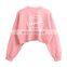 gym fitness sports winter fleece long sleeve cropped hoodie crew neck sweatshirt for women