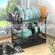 Dish Drying Rack, 2-Tier Dish Rack with Drainboard Cutlery Holder Cup Holder, Rustproof Dish Drainer for Kitchen Counter