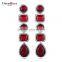 Classic Long Dangle Fancy Dress Jewelry Color Stones CZ Red Blue Women Drop Earrings