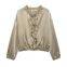 2025 Spring/Summer New European and American Style Women's Fashion Leisure Stacked Decorative Silk Texture Jacket