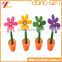 Promotional Gift Flowers Shape Colorful Ballpoint Pen With Pot, Customs Design Silicone Pen
