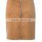 New Collection Pretty Tan Suedette Women Skirt with Zippers