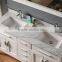Double Sinks Solid Wood Bathroom Vanity With 18mm Marble
