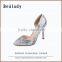 2016 Fashion pointy toe glitter leather upper women shoes heel