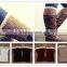 Short paragraph hollow pattern warm leg warmers christmas knit women leg warmers with buttons