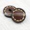 leather shank button with sewing threads