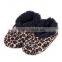 Winter slipper,Leopard Print Fleece Lined Womens Footies,
