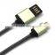 Double Side Micro USB 2.0 Metal Data Cable Flat Noodle Cable for Android Mobile