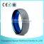 6MM New Dome Blue Tungsten Carbide Ring for Men Women, Brushed Two Tone Tungsten Carbide Ring