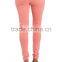 High Quality Destructed Coral Women Skinny Jeans (LOTX318)