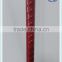 red painted steel picket fence post