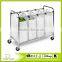 Heavy-Duty Quad Rolling Laundry Sorter/Hamper, Chrome