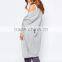 Women Plus-Size Loose Open Front Stitch & Pieces Cocoon Bat Sleeve Plain Stitch Knitwear Cardigan Gray Sweater