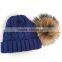 Myfur Raccoon Fur Ball Top Knit Hat for Unisex Adult Beanie Hat Wholesale