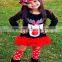 christmas reindeer embroidery custom cotton girls clothes sets