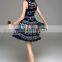 Ladies fashion summer dress 2016 sleeveless round neck embroidery dress designs