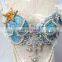 Aidocrystal Austrial Hot sale blue color sequins beaded tassel belly dance bra