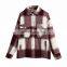 Multi Color High Quality Autumn Women Fashion Jacket Woolen Loose Plaid Shirt Coats