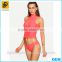 2016 New Fashion Design Watermelon Red Zip Front Lady Sleeveless Swimwear