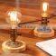 Distressed Vintage Table Light Round Wood Base Reading Table Lamp with Knob Switch