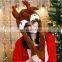 Factory wholesale ear Mobile Santa Hat Furry Santa Hat cute funny elk hat adult children Christmas decorations