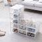2020 Best selling transparent PP plastic clear view fold drop front door open stackable home baby underbed shoe storage box rack