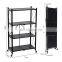 4 Tier Heavy Duty Foldable Metal Rack Garage Kitchen Storage Shelving Unit Wheels Moving Easily Organizer Shelves Holder