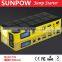sunpow 12000mah Multifunction double usb 12v car jump starter and portable battery booster power bank with lcd display