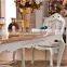 Luxury solid wood frame white marble top dining table