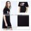 2016 new style short sleeve black H-line T shirt dress women fashion dress for summer