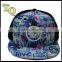 embroidery and prinitng floral cap flat brim hip-hop snapback cap