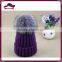 Acrylic knitted beanie with fox fur pom