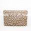 Pearl embroidered clutch Lt-gold envelope Baeded clutch bag