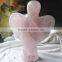 Natural rose quartz angel sculpture, rose crystal angel carving