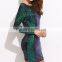 Fashion Luxury Formal Mini Dress Round Neck Long Sleeve Bodycon Dress Open Back Iridescent Beaded Sequins Club Dresses