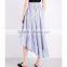 Customized Lady's Apparel Beautiful High-rise Elastic Waist Striped Ruffled Asymmetric Poplin Skirt(DQM002S)