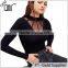 2017 OEM Super Stretchy Cool Sheer Cage Mock Neck Blouse Shopping