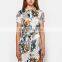 Stylish Flora Printedl Short Tops Summer fashion short sleeve Ladies Blouses With tie