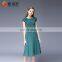 Keen - length Dark green women solid color cap sleeve pleated skirts